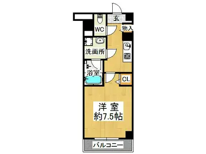 フェリーチェス(1K/3階)の間取り写真