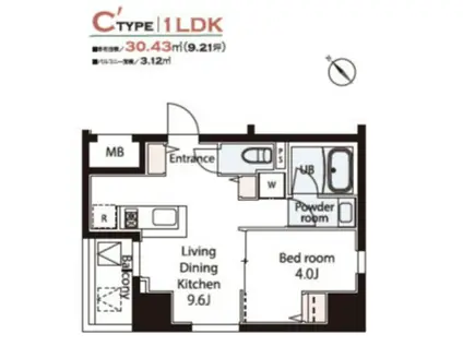 WEAVE BASE -ASUKAYAMA PARK 飛鳥山公園(1LDK/3階)の間取り写真