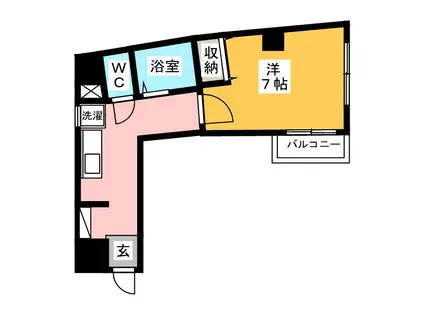 スカイパーク(1K/4階)の間取り写真