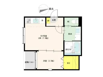 クラリス長町南(1LDK/1階)の間取り写真