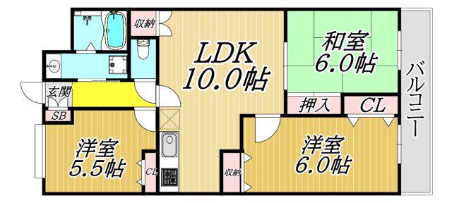 ひよどり(3LDK/3階)の間取り写真