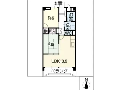 サウスヒルズ大清水(2LDK/6階)の間取り写真