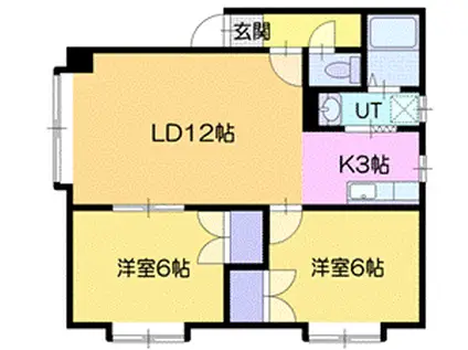 コニパルD(2LDK/2階)の間取り写真