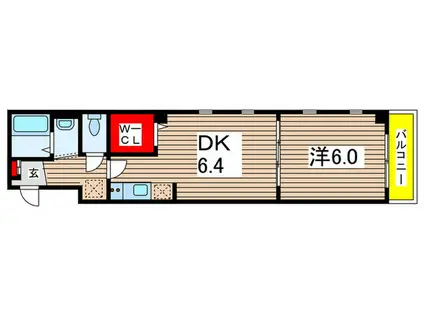 CIEI BIEU 千葉中央(1DK/2階)の間取り写真