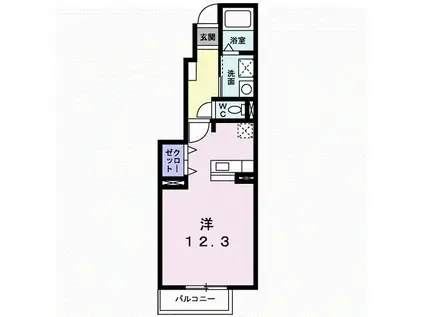 シャン デルブA(ワンルーム/1階)の間取り写真