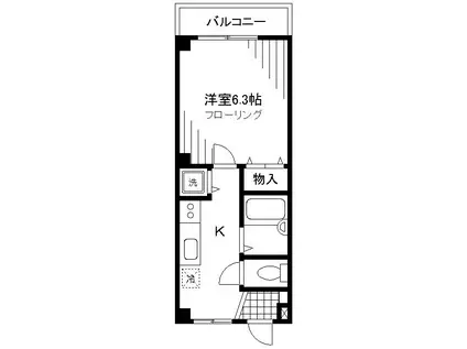 グレース成城II(1K/2階)の間取り写真