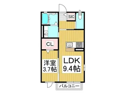 ミレニアムパレス豊野(1LDK/1階)の間取り写真