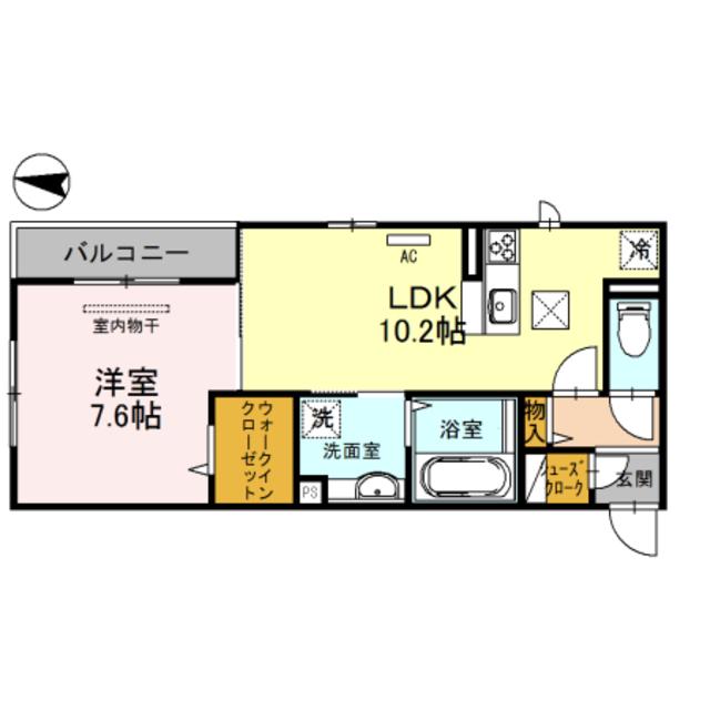 ラ・セゾン嵐山(1LDK/1階)の間取り写真