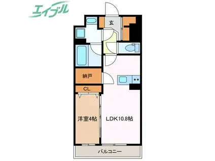 グリーンベルII(1LDK/3階)の間取り写真