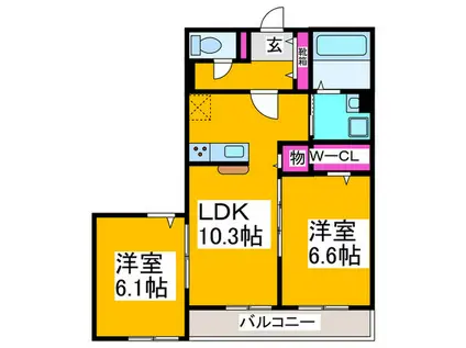 CONFORT YAMATO(2LDK/1階)の間取り写真