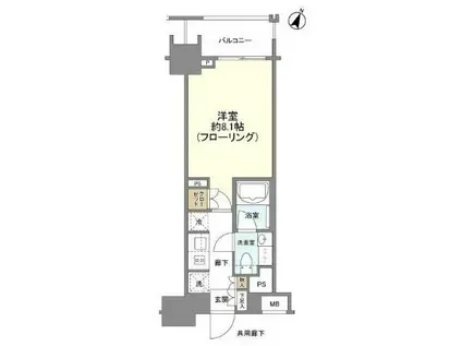 クレヴィア新宿若松町(1K/4階)の間取り写真