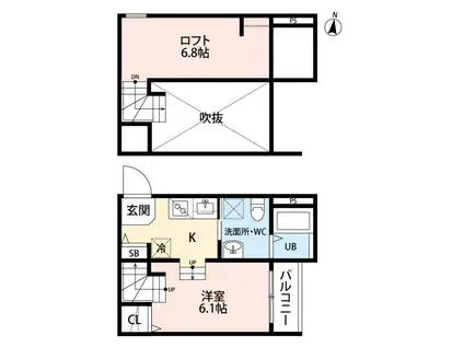 LUMI ES 大江(1K/2階)の間取り写真