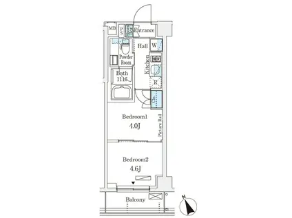 アリビオ学芸大学(2K/2階)の間取り写真