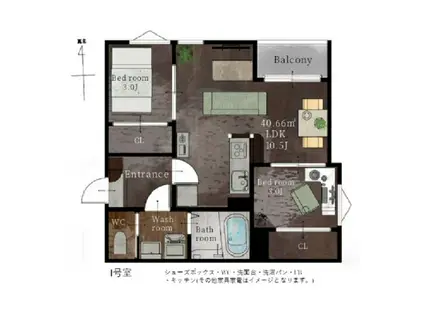 REGALEST長町一丁目NA(2LDK/2階)の間取り写真