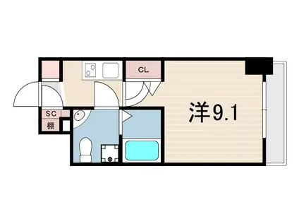 セレニテ甲子園2号棟(1K/1階)の間取り写真