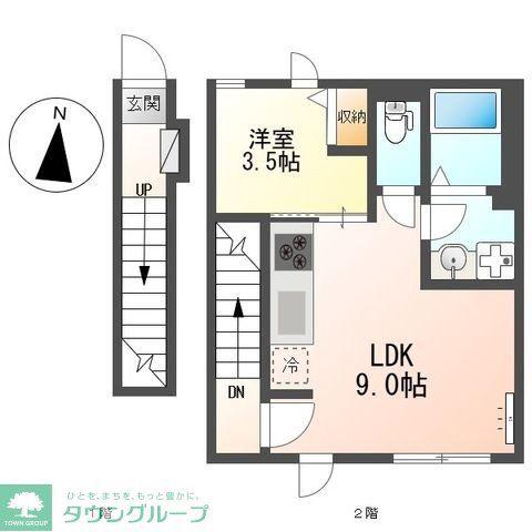 アプリコットE(1LDK/2階)の間取り写真