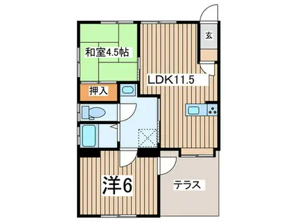 ベイサイドヒルズ浦賀(2LDK/1階)の間取り写真