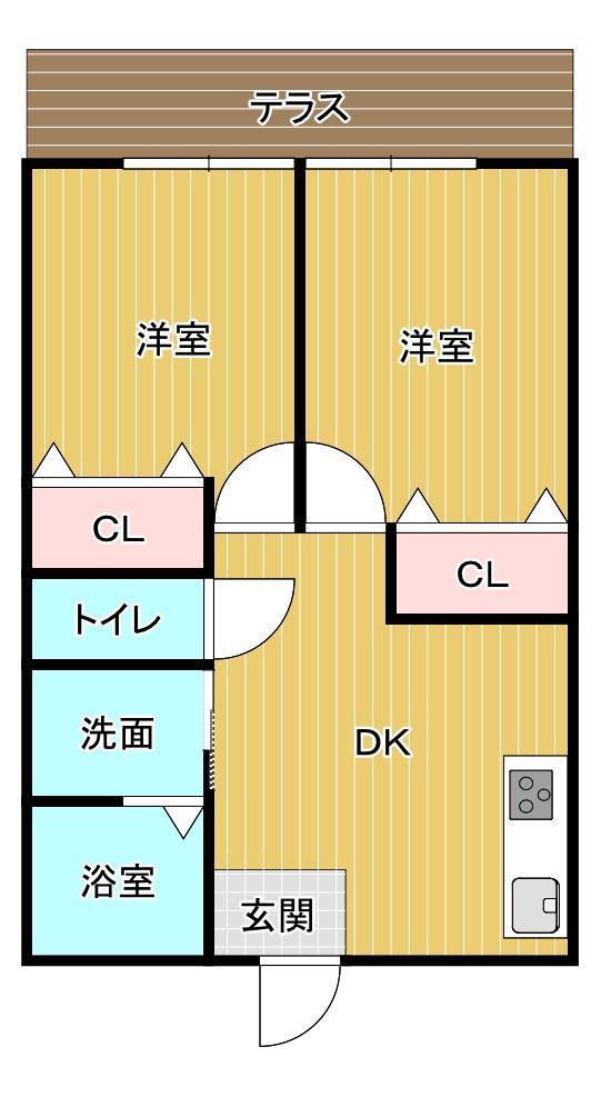 コーポ雪小僧(2DK/1階)の間取り写真
