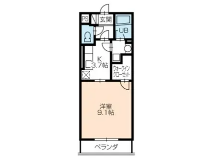 プログレス(1K/2階)の間取り写真