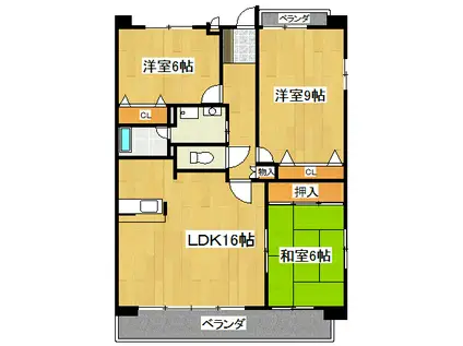 マーブル七番館(3LDK/6階)の間取り写真
