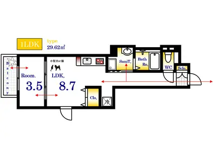 月光江波東参番館(1LDK/1階)の間取り写真