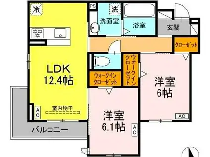 D-CRINUM沼津 岡宮(2LDK/2階)の間取り写真