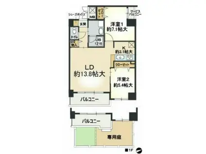 プロスペリテ・ベル(2LDK/3階)の間取り写真