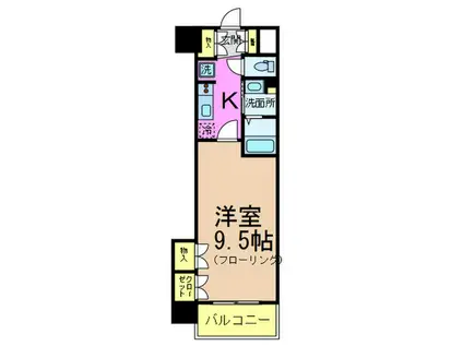 アルファレガロKOBEウエスト(1K/9階)の間取り写真
