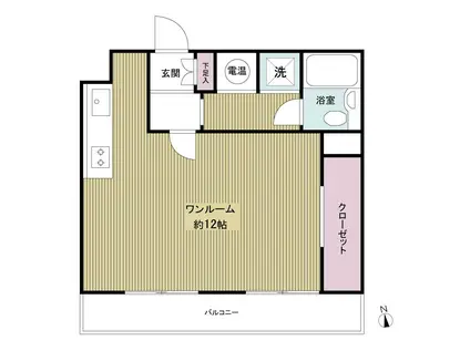ライオンズマンション西麻布第二(ワンルーム/2階)の間取り写真