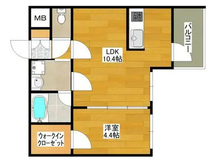 ウェルスクエア江坂(1LDK/1階)の間取り写真