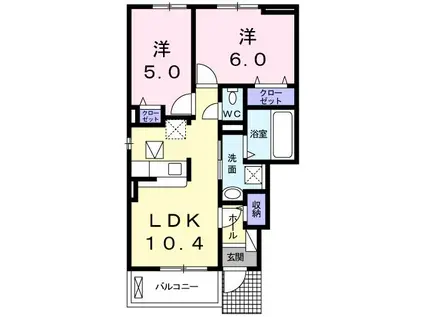ラ・コンフォート東松島I(2LDK/1階)の間取り写真