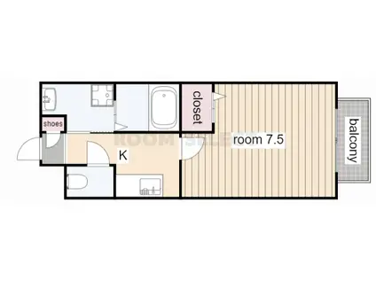 ロッキー清里(1K/1階)の間取り写真