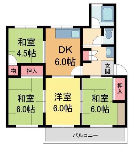 清和台団地 11号棟(4DK/3階)の間取り写真