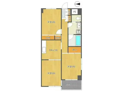 グレースマンション野崎(3DK/3階)の間取り写真