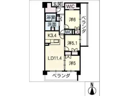 HIVI CASA 瑞穂(3LDK/3階)の間取り写真