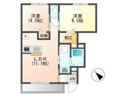 メゾン ラフィネA棟(2LDK/1階)の間取り写真