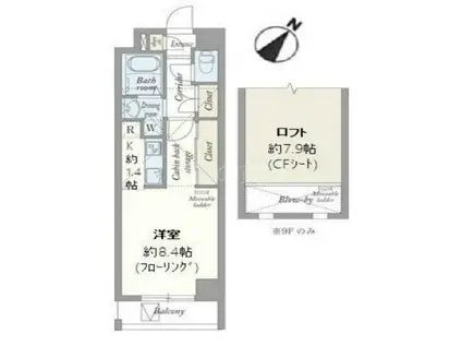 SAINT-CLAIR KAWASAKI(1K/9階)の間取り写真