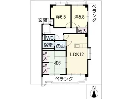 ホリホックマンション滝ノ水(3LDK/1階)の間取り写真