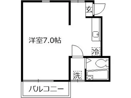 コスモシティ(ワンルーム/2階)の間取り写真