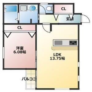ダ・ヴィンチ吹上(1LDK/1階)の間取り写真