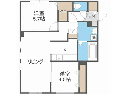 JR函館本線 稲積公園駅 徒歩18分 3階建 築4年(2LDK/1階)の間取り写真
