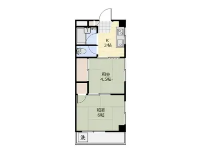 アイランドコーポ(2K/2階)の間取り写真