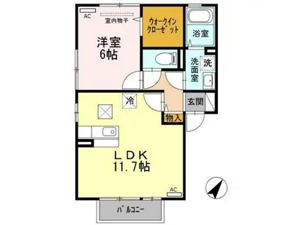 ボナール平井(1LDK/1階)の間取り写真