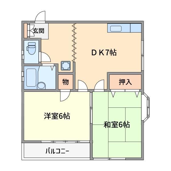 サン・ハイム(2DK/2階)の間取り写真