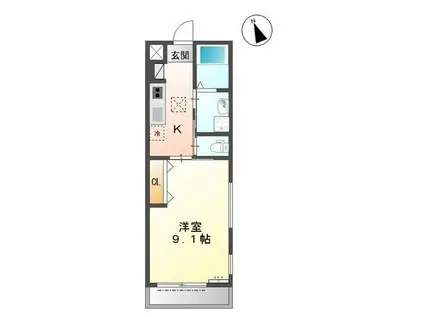 スュプレームN(1K/1階)の間取り写真