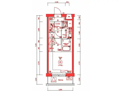 SYNEX YOKOHAMA-SHINMACHI(1K/2階)の間取り写真