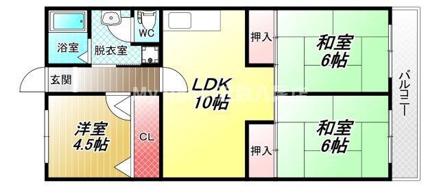 ファンション渋川(3LDK/3階)の間取り写真