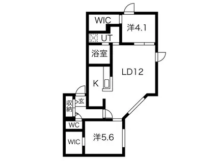 イクス北円山(2LDK/4階)の間取り写真