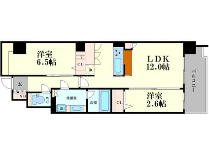 アーバネックス本町II(2LDK/9階)の間取り写真