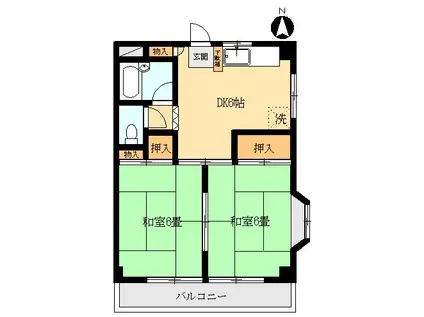 ハイム浅賀(2DK/2階)の間取り写真